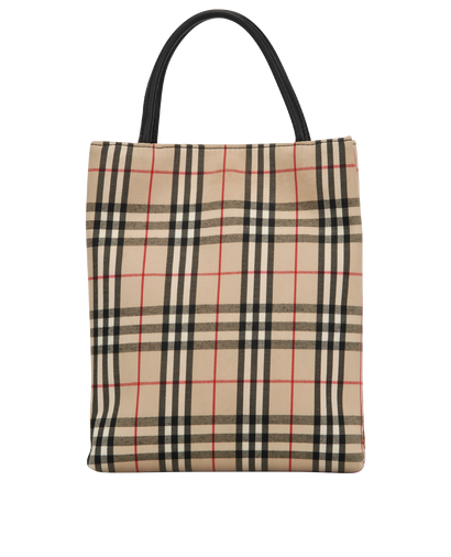 Small Check Tote, &pound;350, Handbags, Beige/Black/Brown, Canvas, Front view
